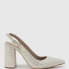 Demi100 Crystal Slingback Pump In Offwhite Suede