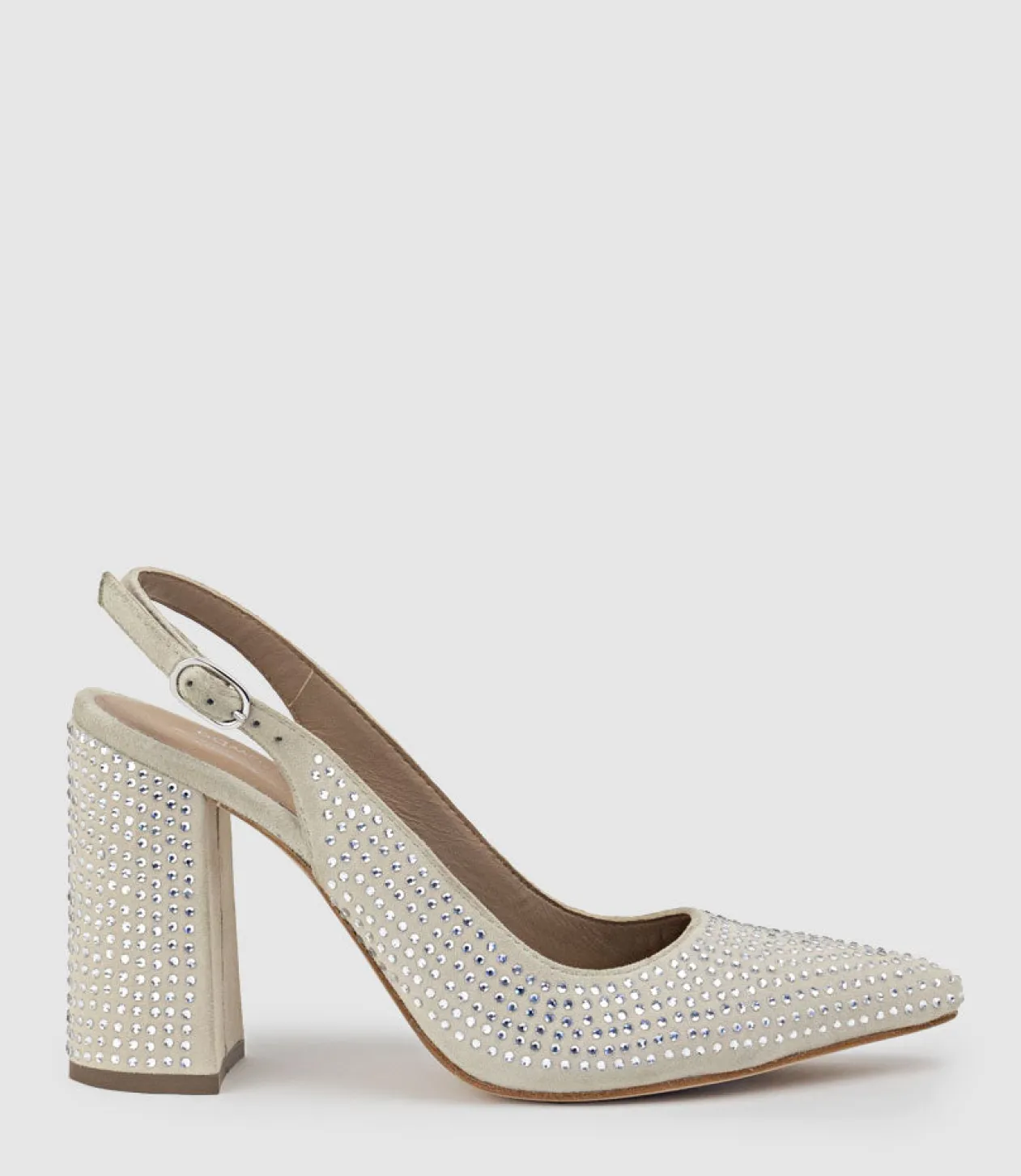 Demi100 Crystal Slingback Pump In Offwhite Suede