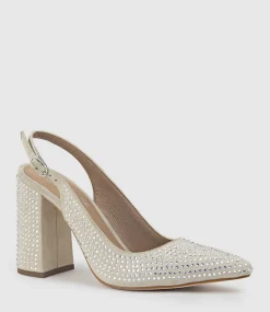 Demi100 Crystal Slingback Pump In Offwhite Suede