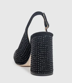 Demi100 Crystal Slingback Pump In Black Suede
