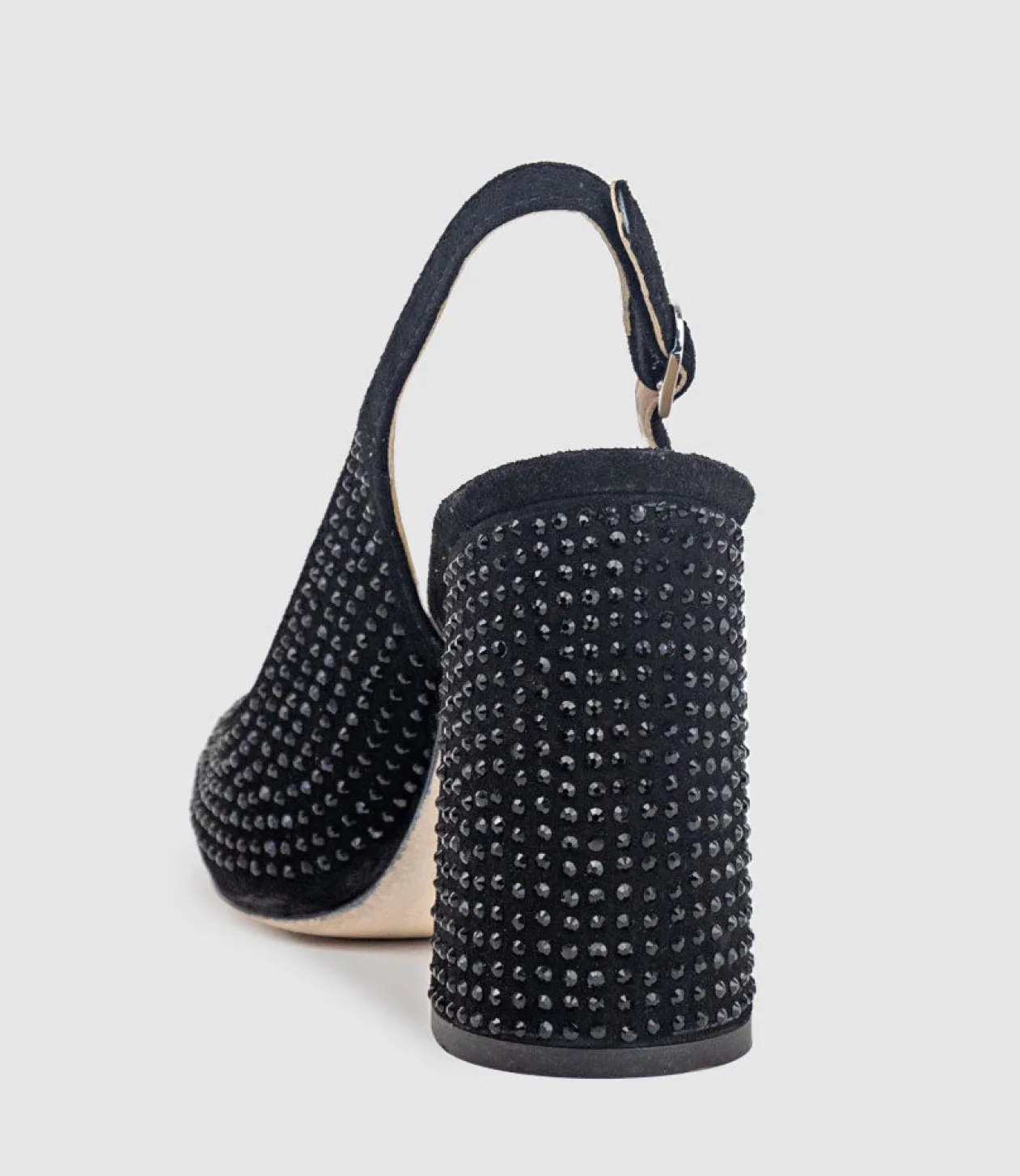 Demi100 Crystal Slingback Pump In Black Suede