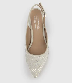 Demi100 Crystal Slingback Pump In Offwhite Suede