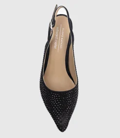 Demi100 Crystal Slingback Pump In Black Suede
