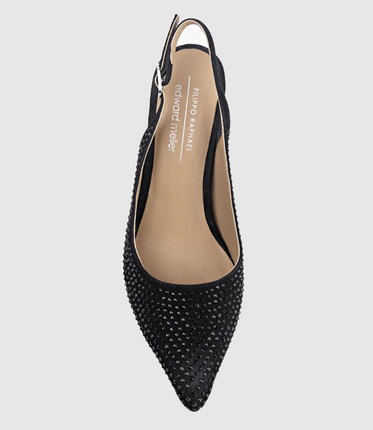 Demi100 Crystal Slingback Pump In Black Suede