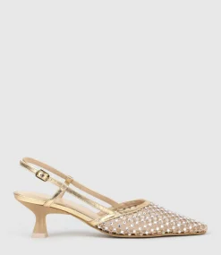 Destellar60 Crystal Mesh Slingback In Platino