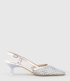 Destellar60 Crystal Mesh Slingback In Silver