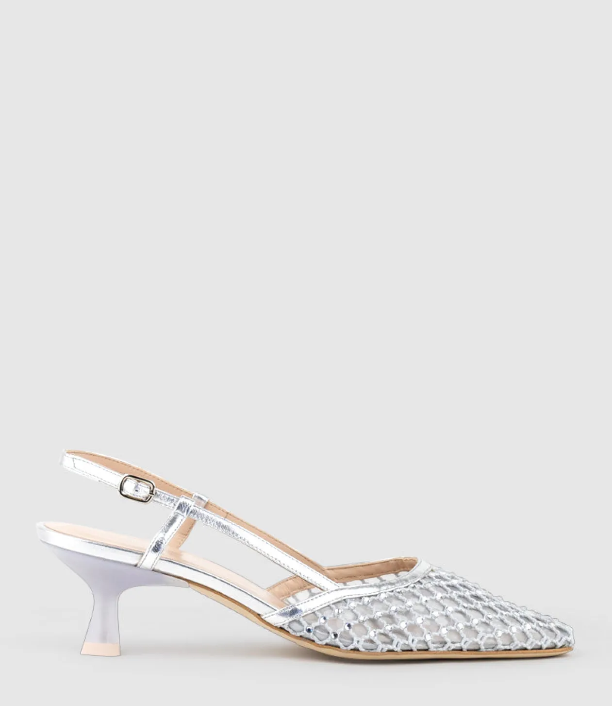 Destellar60 Crystal Mesh Slingback In Silver