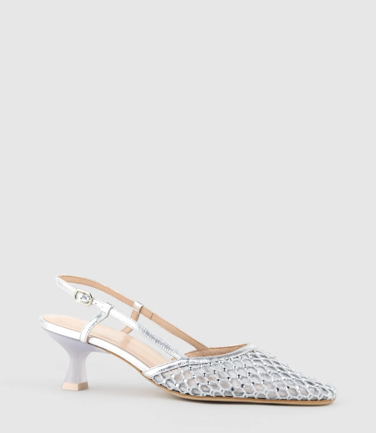 Destellar60 Crystal Mesh Slingback In Silver