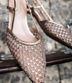 Destellar60 Crystal Mesh Slingback In Platino