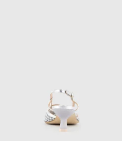 Destellar60 Crystal Mesh Slingback In Silver