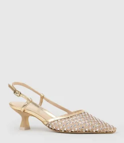 Destellar60 Crystal Mesh Slingback In Platino