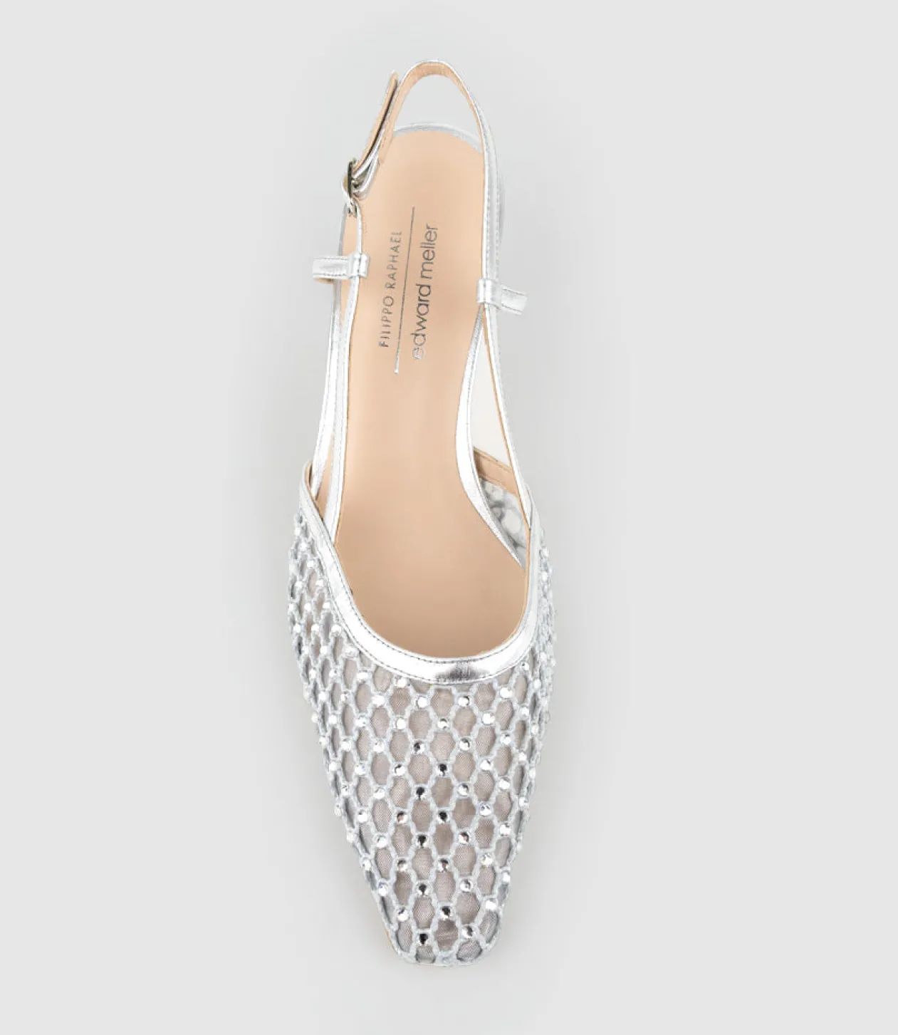 Destellar60 Crystal Mesh Slingback In Silver