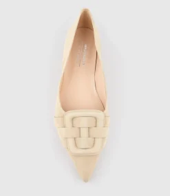 Destraflat Pointed Ballet With Buckle In Camel Suede