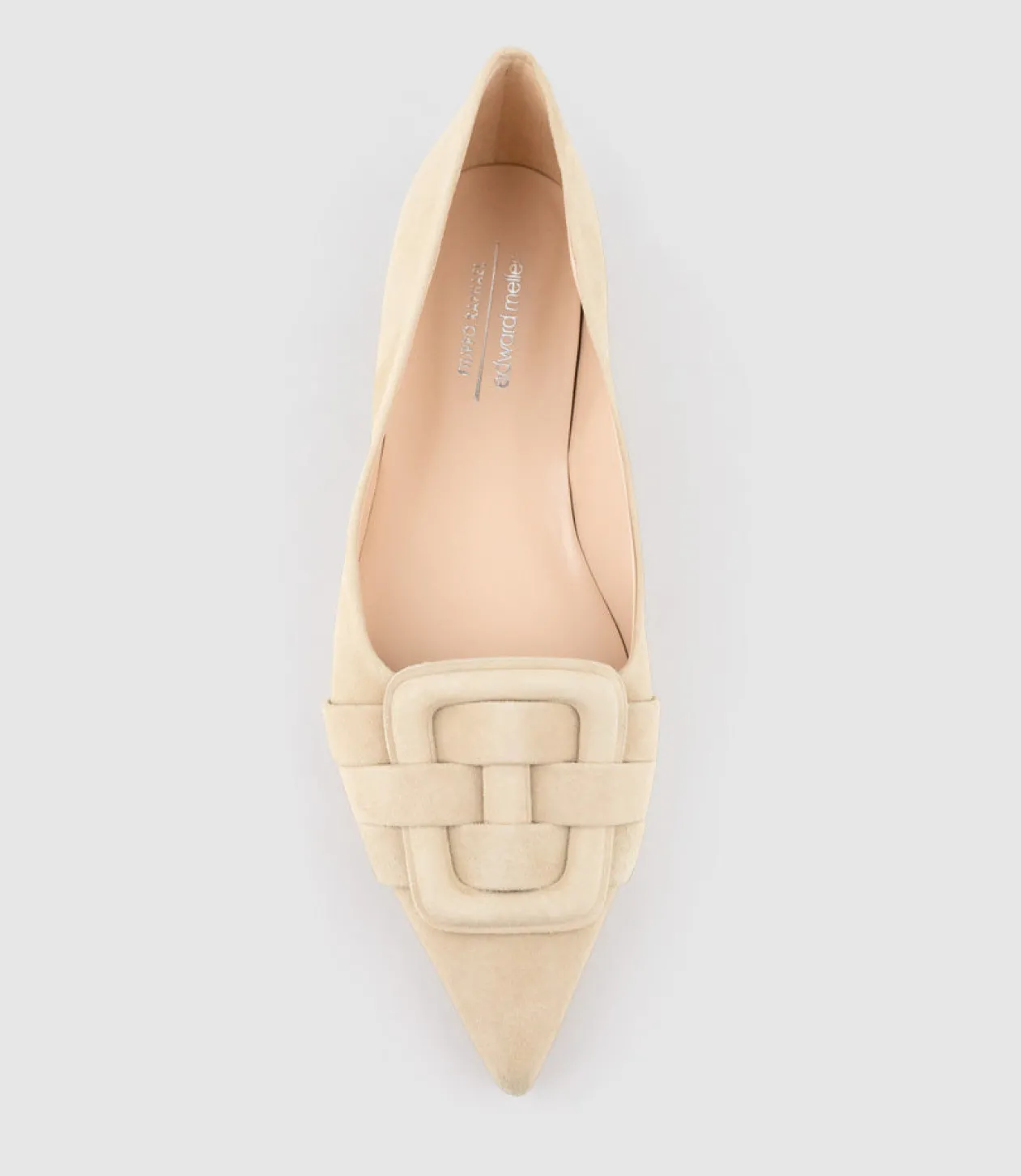 Destraflat Pointed Ballet With Buckle In Camel Suede