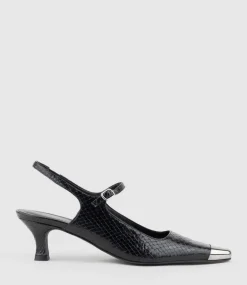 Devina60 Mary Jane Slingback Pump In Black Reptile