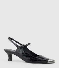 Devina60 Mary Jane Slingback Pump In Black Reptile