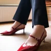 Dove55 Slingback With Strap In Ruby Patent