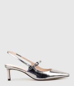 Dove55 Slingback With Strap In Pewter High Shine