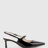 Dove55 Slingback With Strap In Black Patent