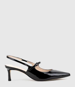 Dove55 Slingback With Strap In Black Patent