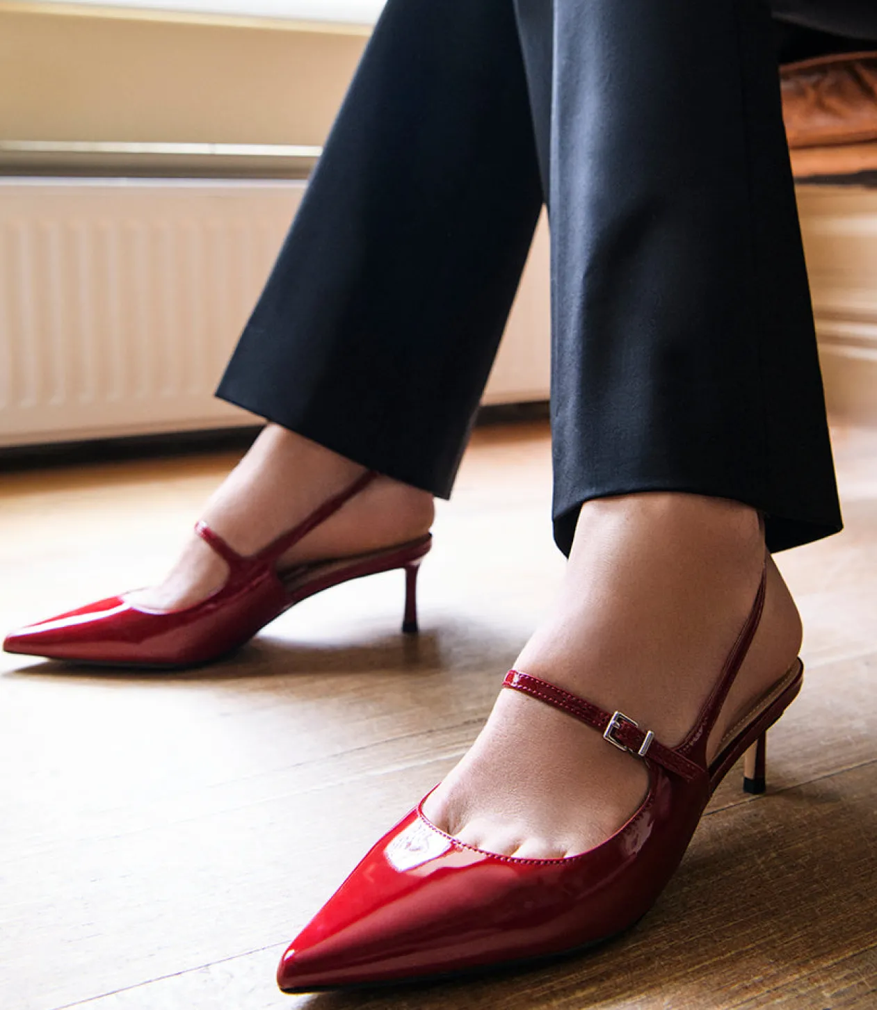 Dove55 Slingback With Strap In Ruby Patent