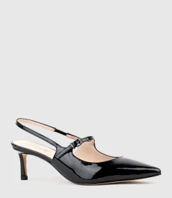 Dove55 Slingback With Strap In Black Patent