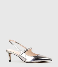Dove55 Slingback With Strap In Pewter High Shine