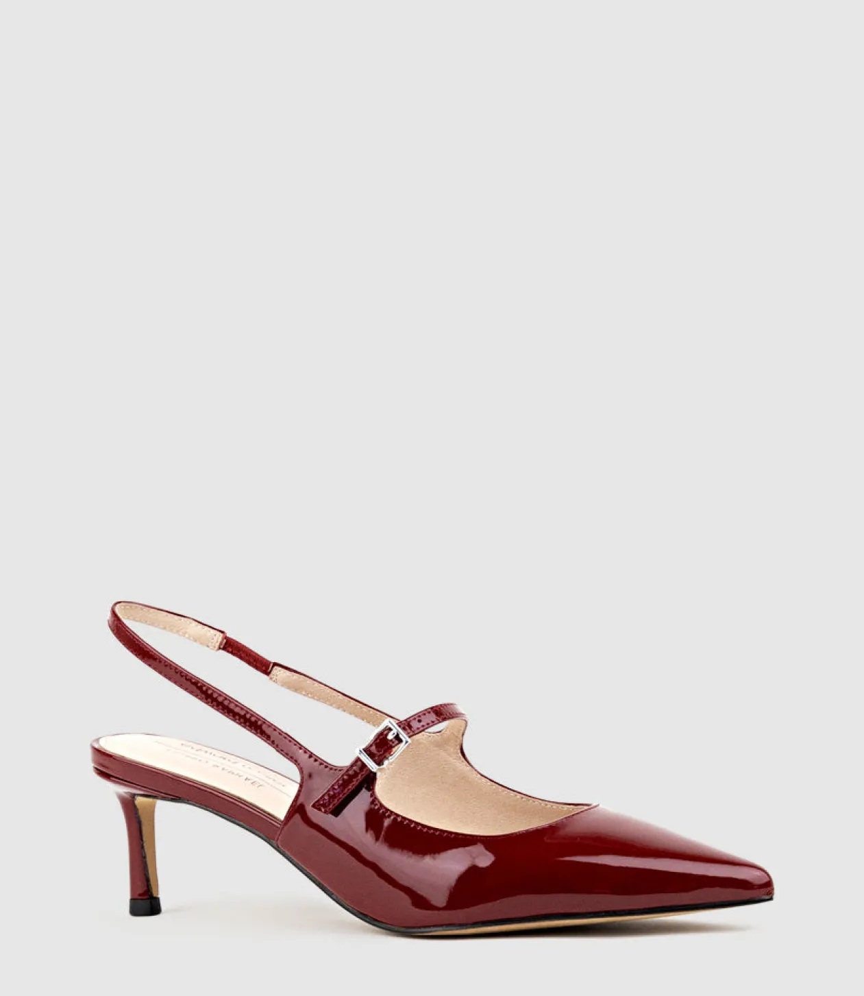 Dove55 Slingback With Strap In Ruby Patent