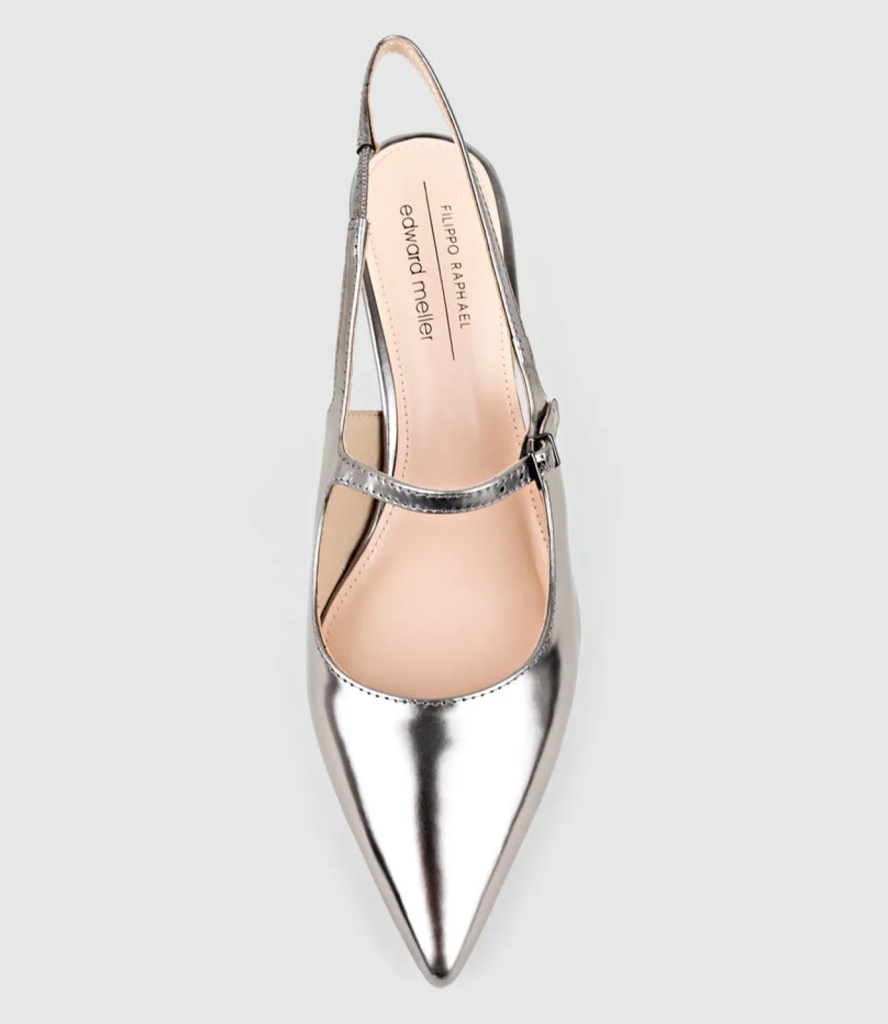 Dove55 Slingback With Strap In Pewter High Shine