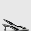 Dulce60 Slingback Pump With Buckle In Pewter Crinkle
