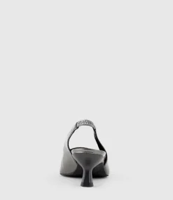 Dulce60 Slingback Pump With Buckle In Pewter Crinkle