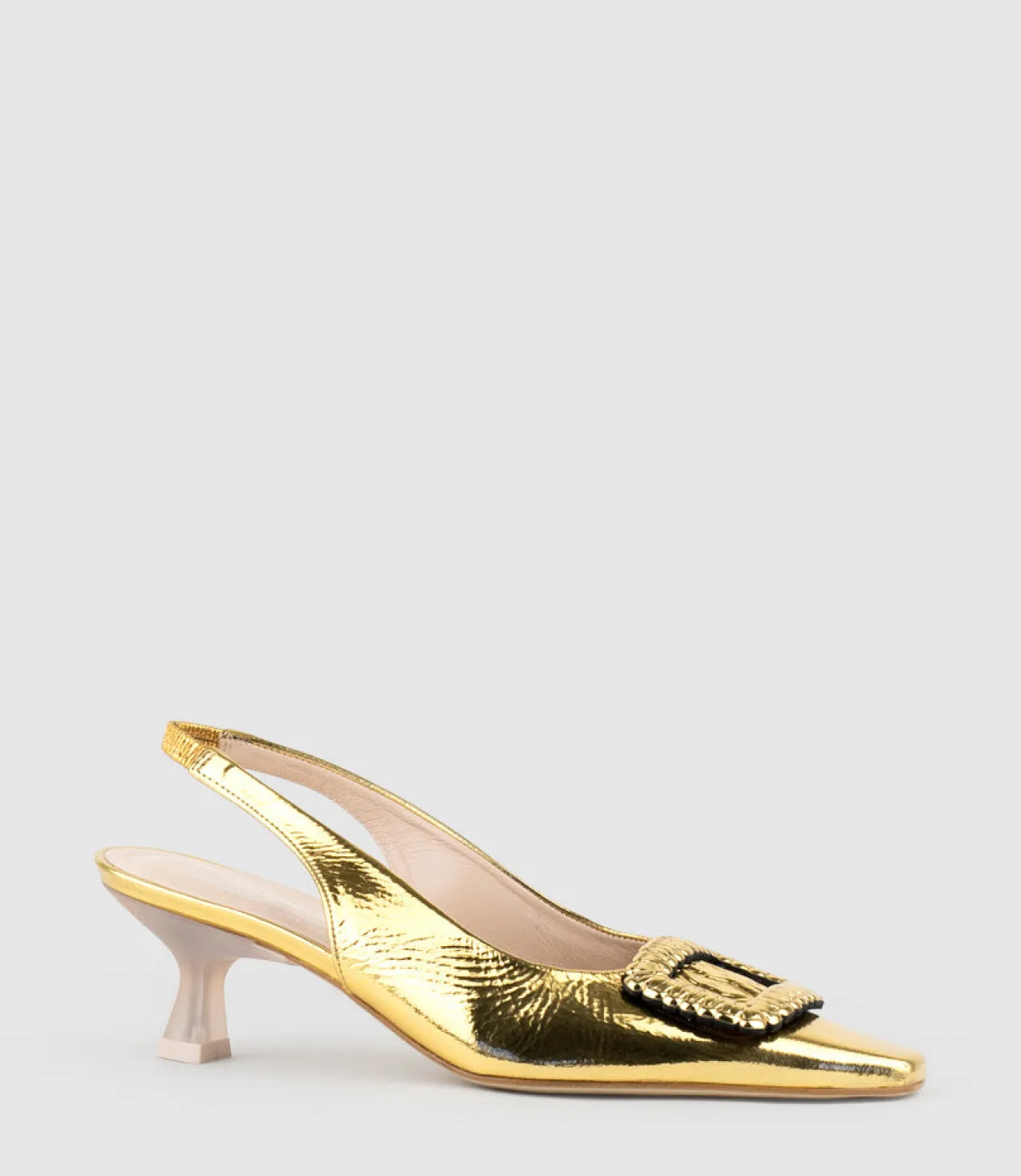 Dulce60 Slingback Pump With Buckle In Gold Crinkle