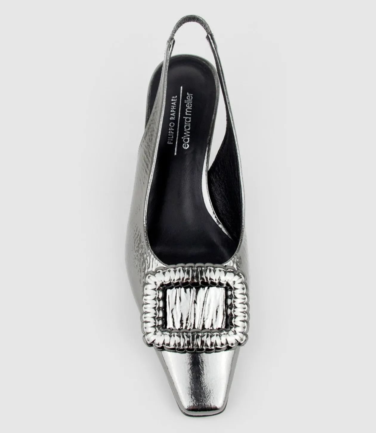 Dulce60 Slingback Pump With Buckle In Pewter Crinkle