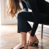 Ebony Flat Slingback With Diamond Band In Black Suede