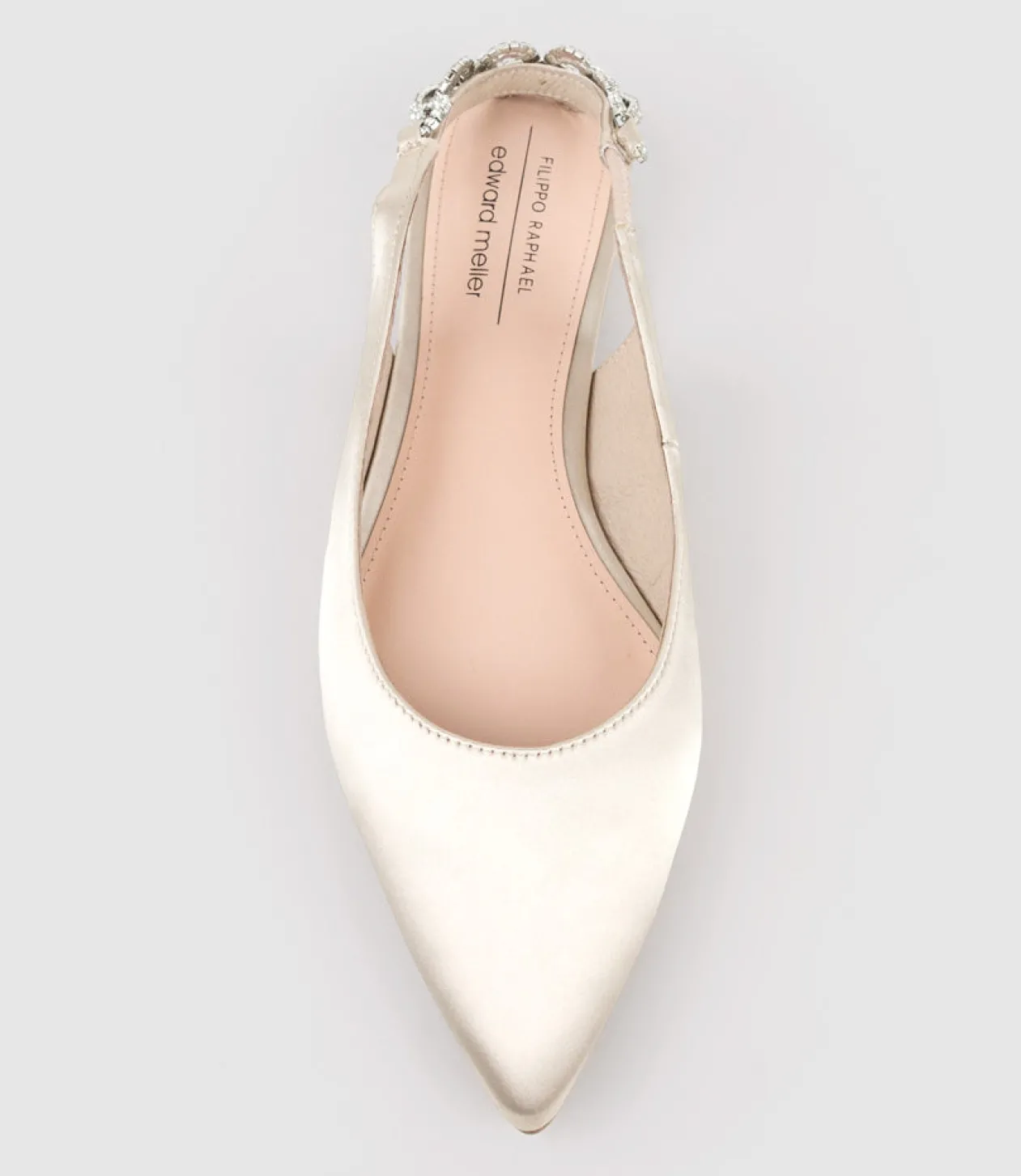 Ebony Flat Slingback With Diamond Band In Champagne Satin