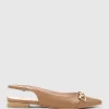 Elda Pointed Slingback With Chain Detail In Tan Baby Calf