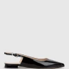 Elise Flat Closed Toe Sling In Black Patent
