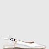 Elise Flat Closed Toe Sling In Silver