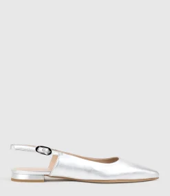 Elise Flat Closed Toe Sling In Silver