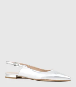 Elise Flat Closed Toe Sling In Silver