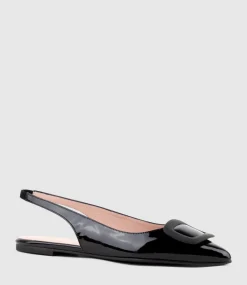 Eliza Slingback With Hardware In Black Patent