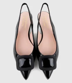 Eliza Slingback With Hardware In Black Patent