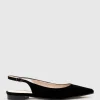 Elvan Flat Pointed Slingback In Black Suede