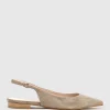 Elvan Flat Pointed Slingback In Latte Suede