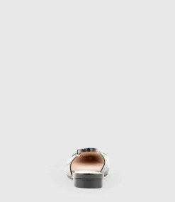 Elvan Flat Pointed Slingback In Black Eel