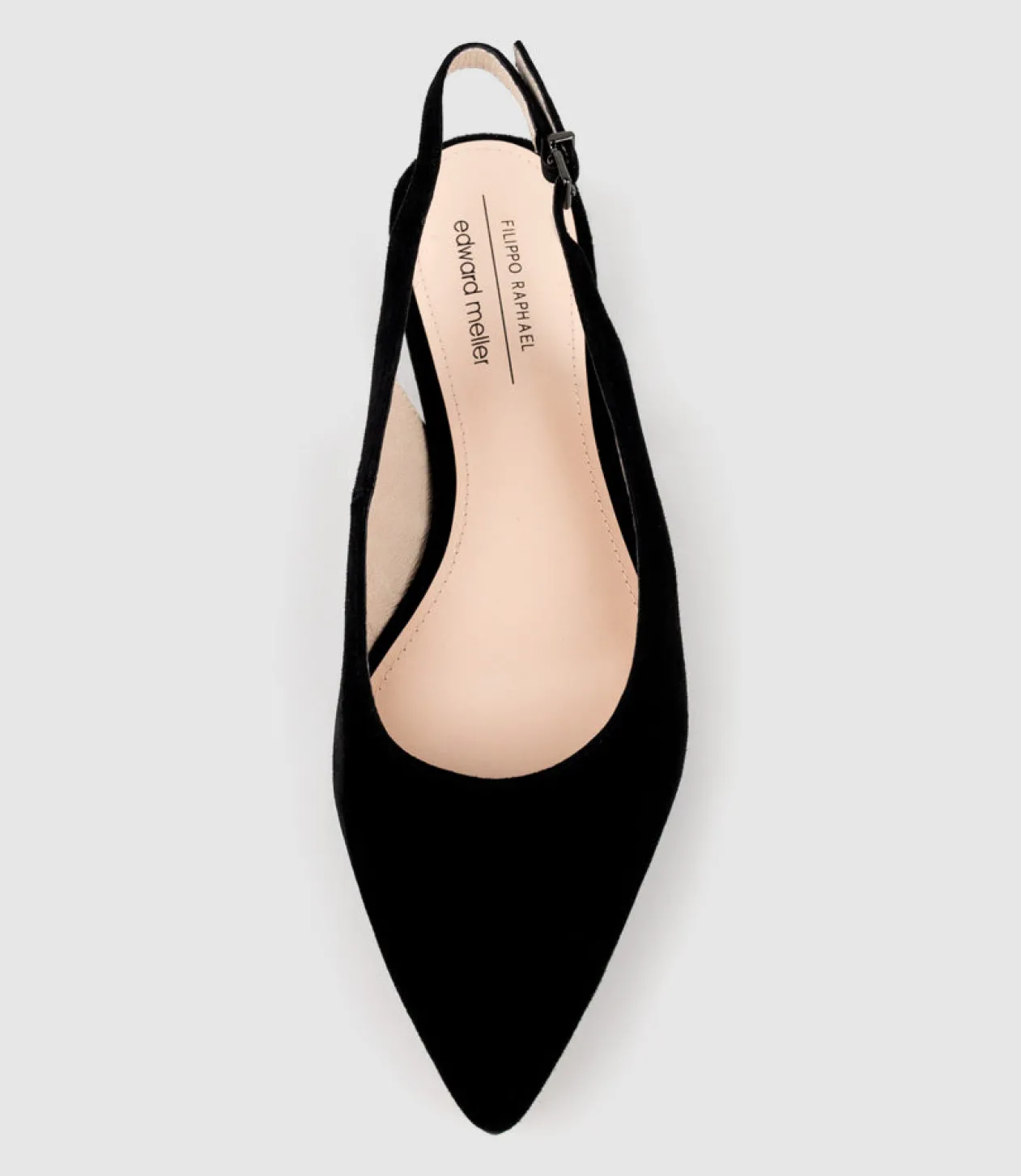 Elvan Flat Pointed Slingback In Black Suede