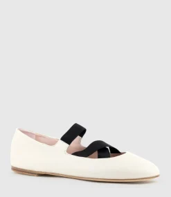 Emaline Crossover Elastic Ballet In Offwhite