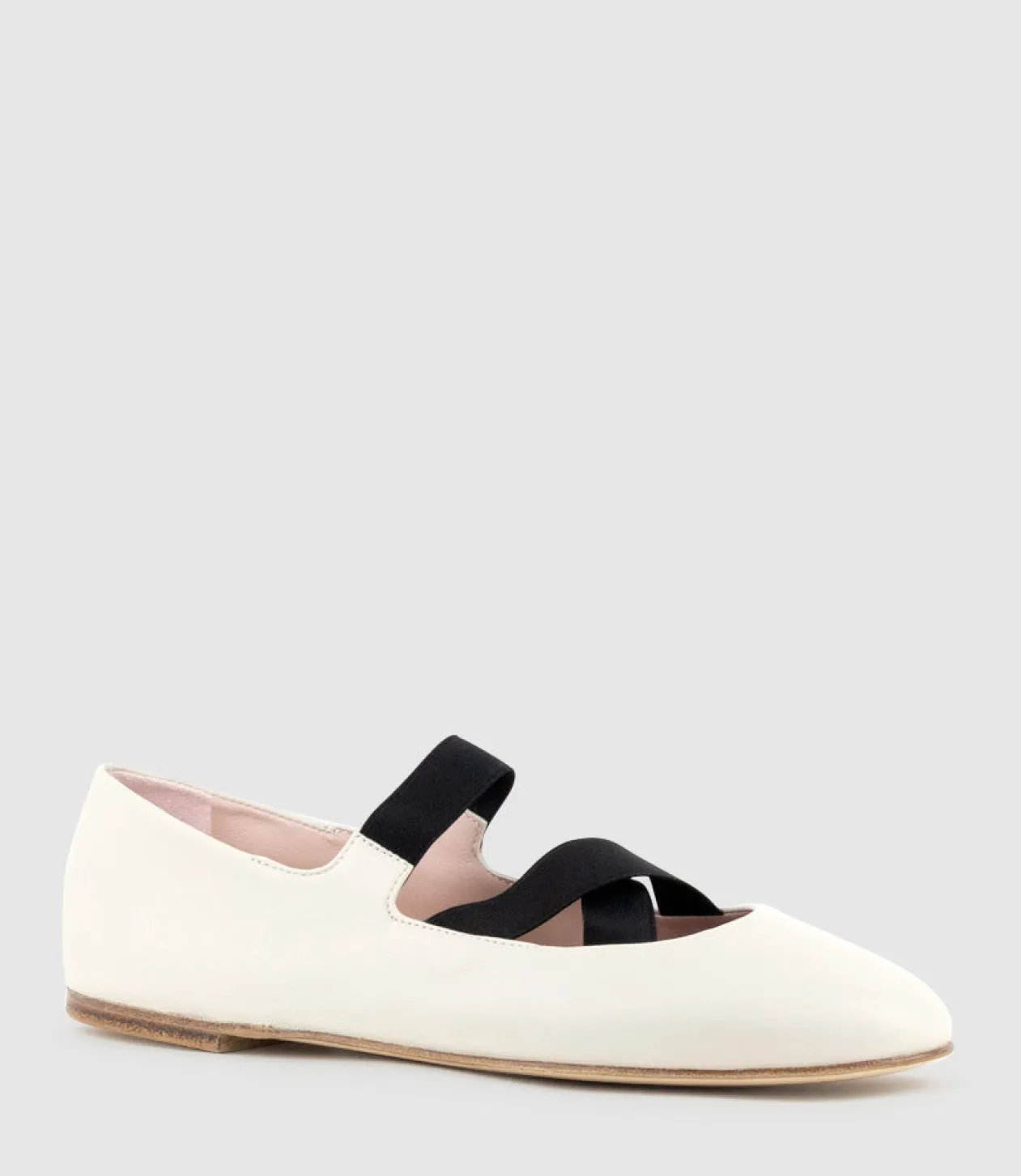 Emaline Crossover Elastic Ballet In Offwhite
