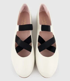 Emaline Crossover Elastic Ballet In Offwhite