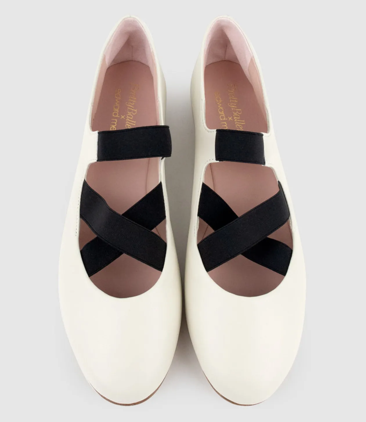 Emaline Crossover Elastic Ballet In Offwhite